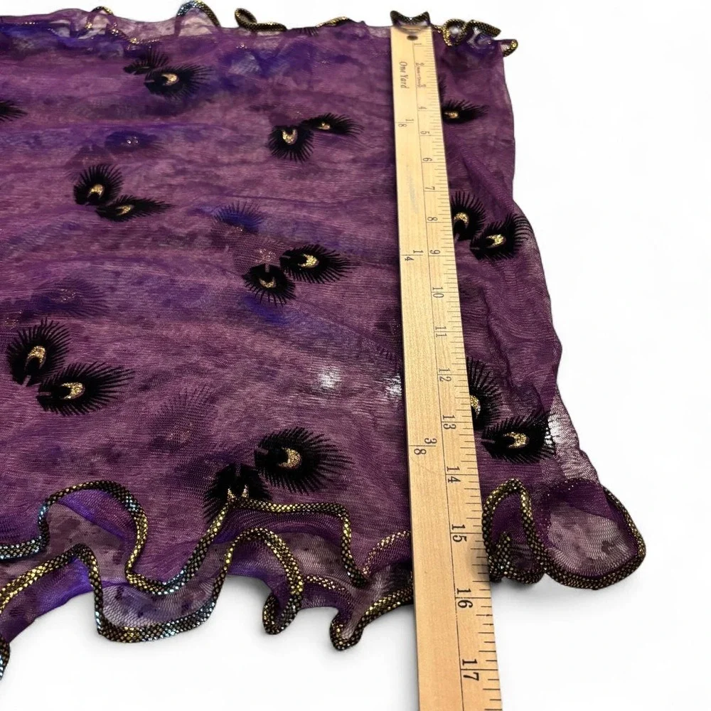 Purple Peacock Sheer Scarf Wrap Boho Y2K Festival Shawl 🌹